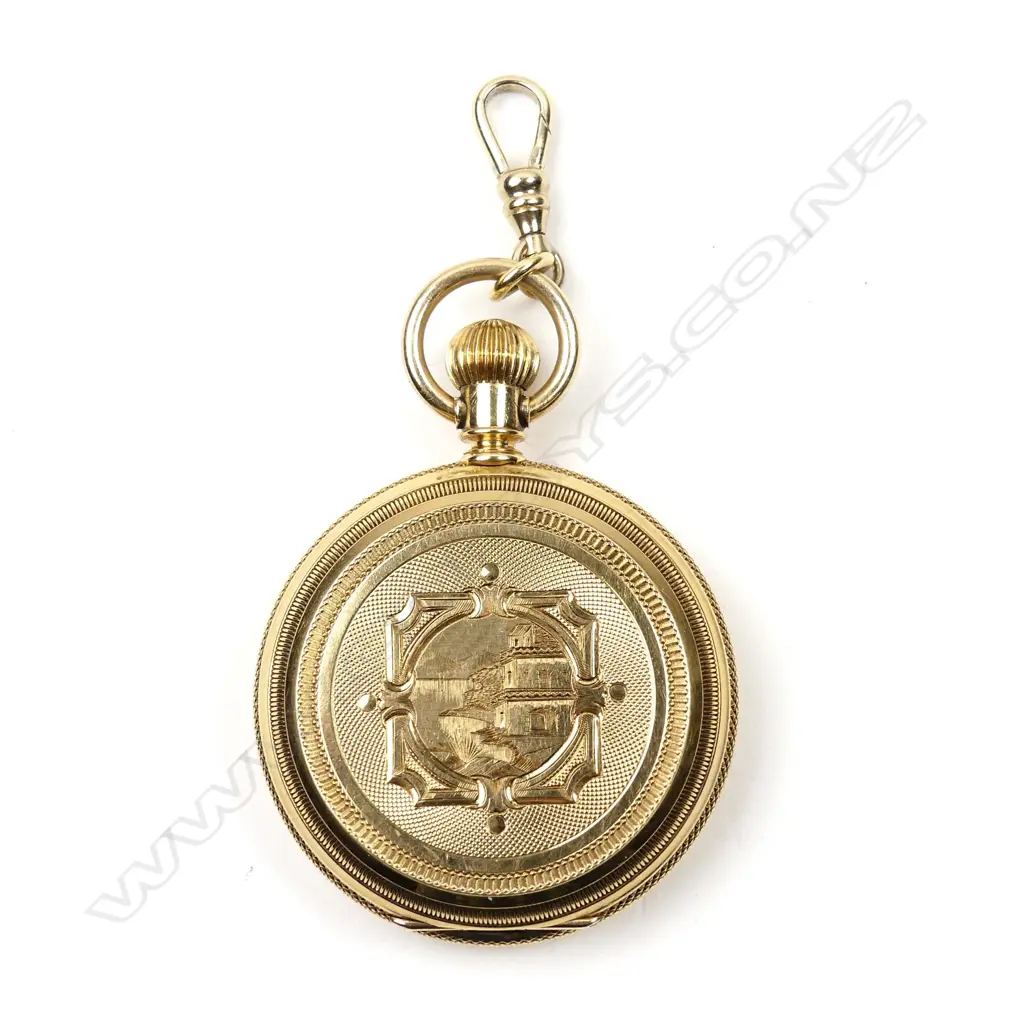 An 18ct gold gent's hunter pocket watch Image 1++