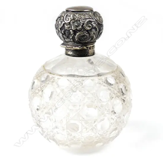 A late Victorian crystal perfume bottle