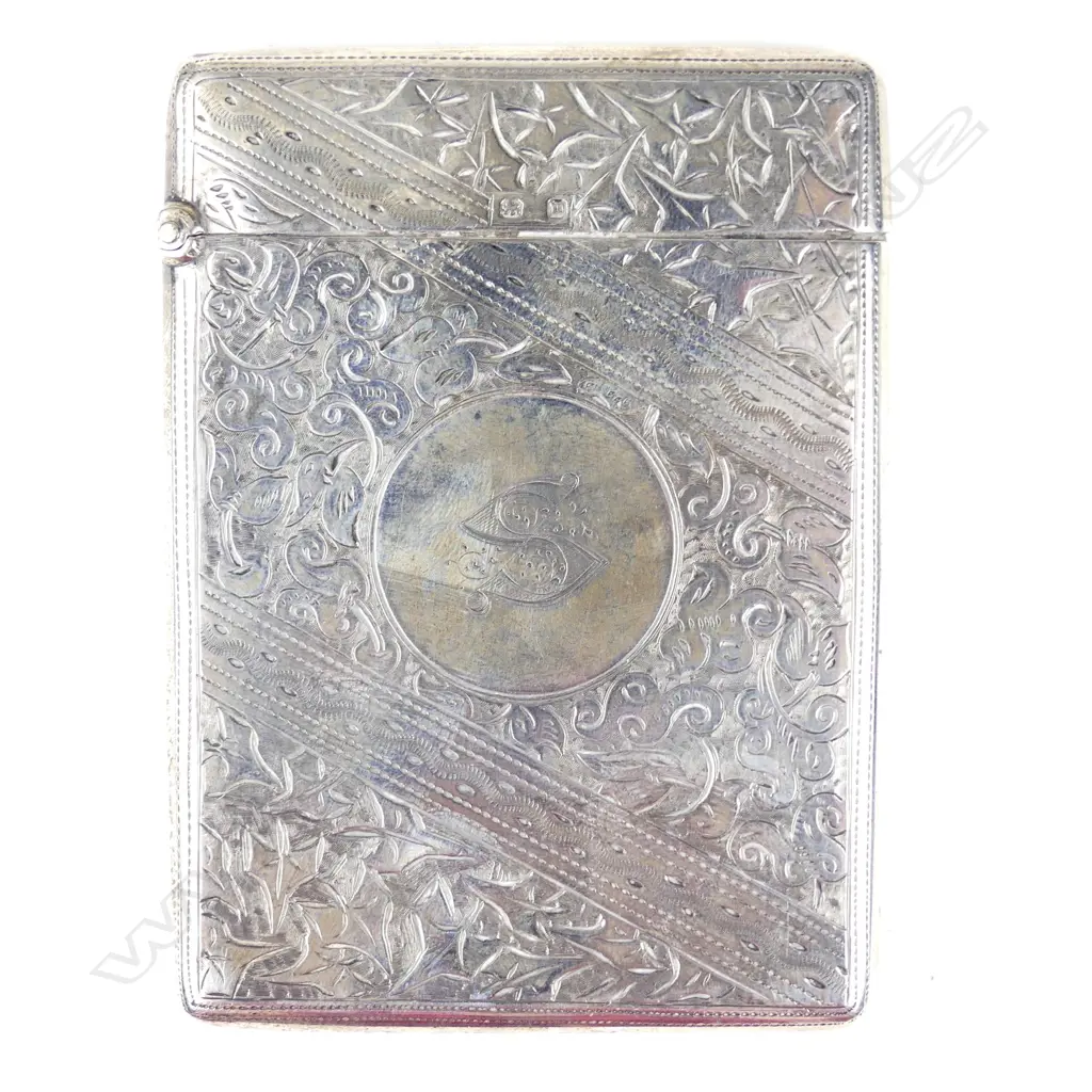 A Victorian silver card case Image 1++