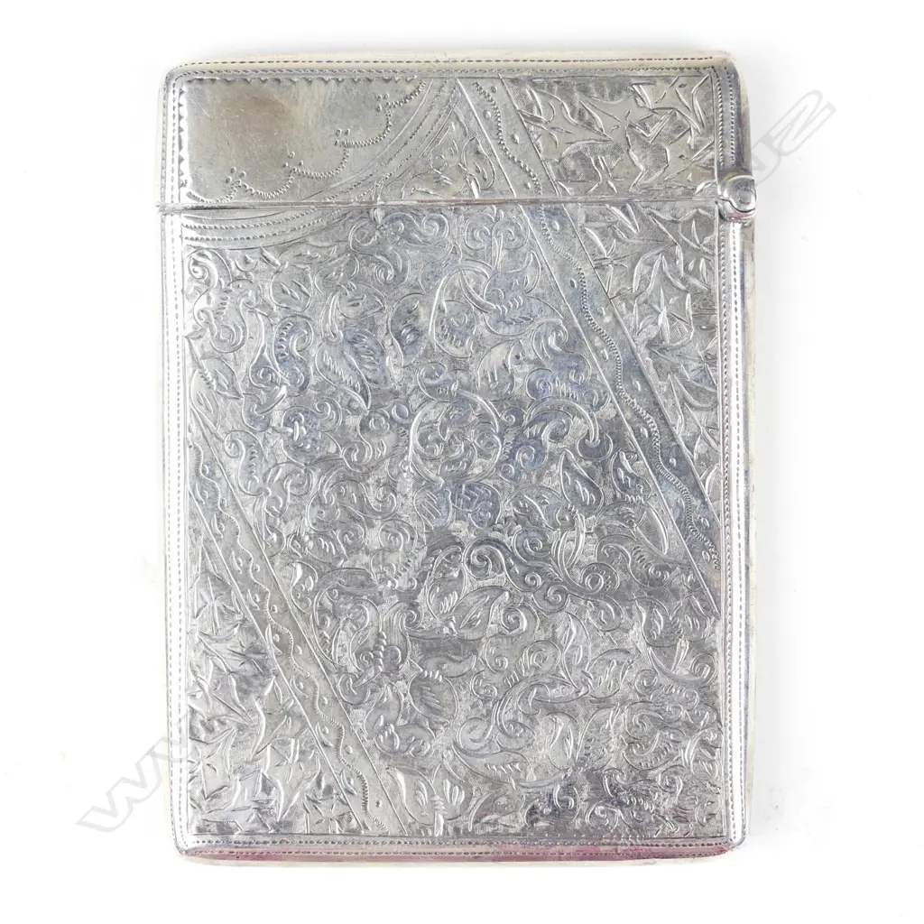 A Victorian silver card case Image 1++