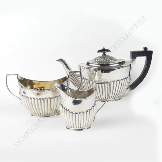 A Victorian silver three piece tea set