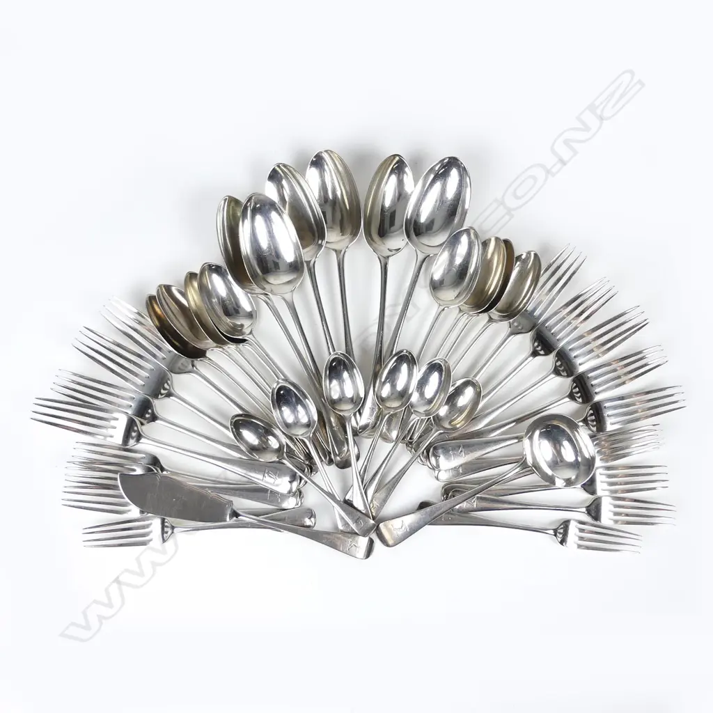 A Victorian silver 41 piece cutlery service Image 1++