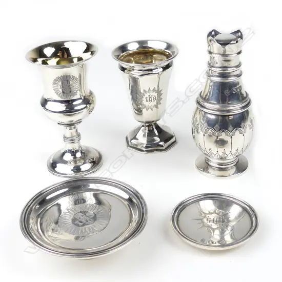 Two silver travelling communion sets