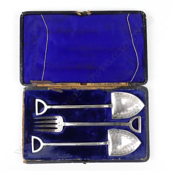 A set of silver plated condiment utensils