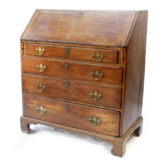 A George III oak fall-front bureau