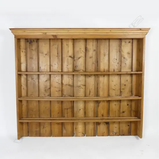 A Victorian pine dresser back plate rack