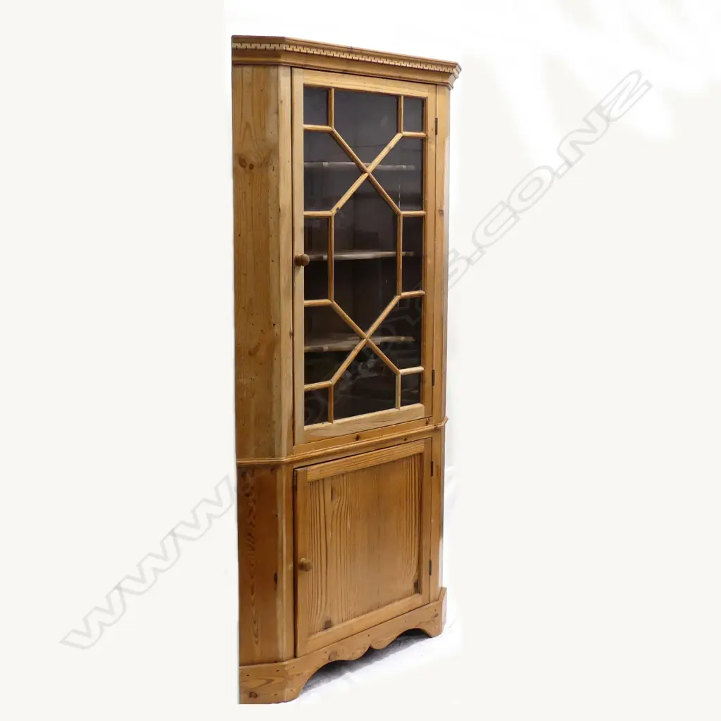 An old pine standing corner cupboard Image 1++