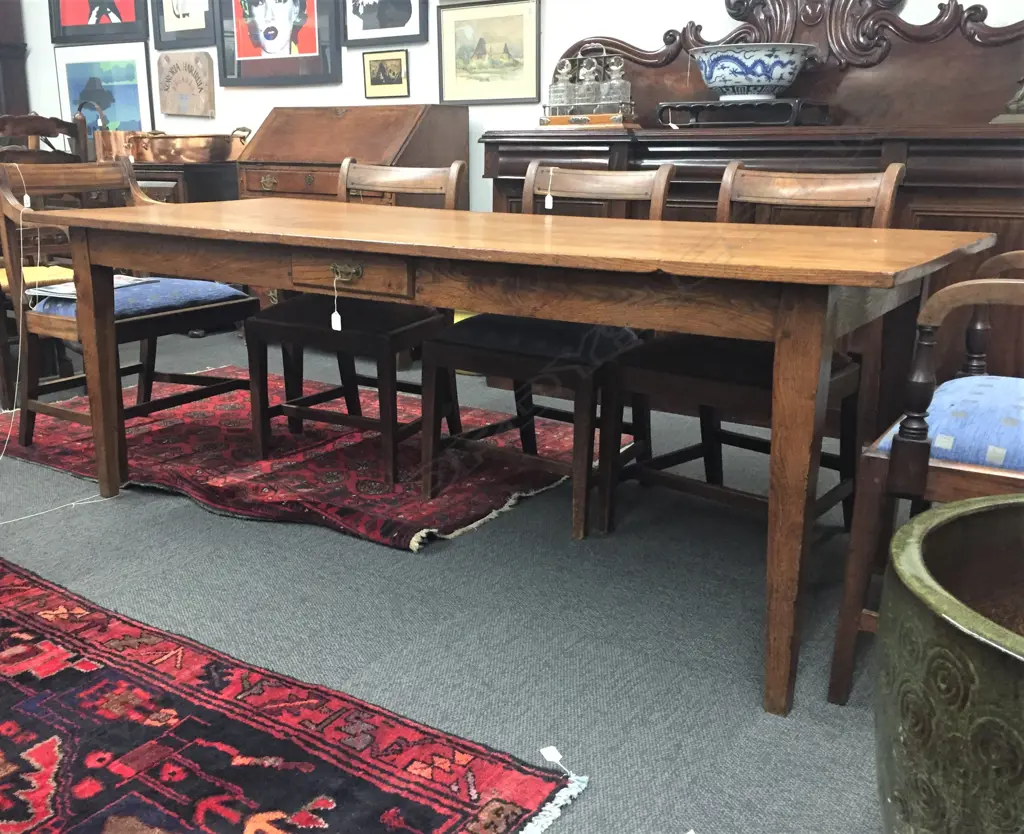 A late 19thC elm country dining table Image 1++