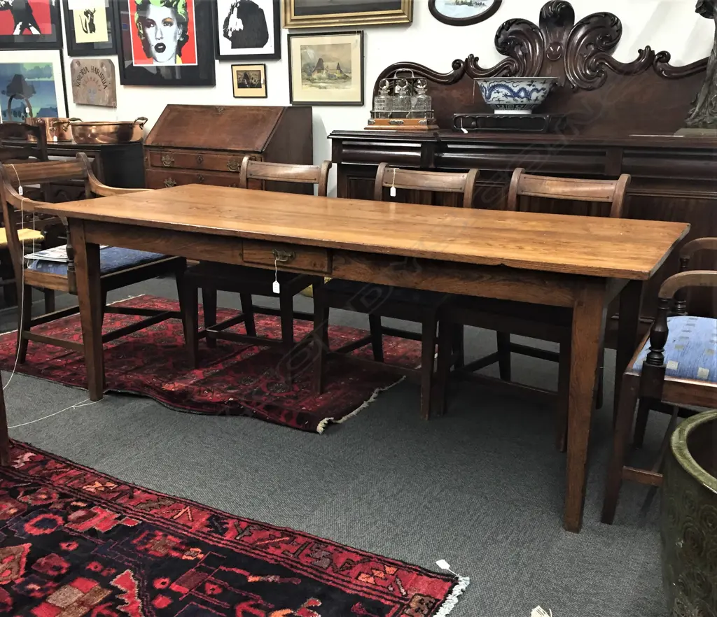 A late 19thC elm country dining table Image 1++