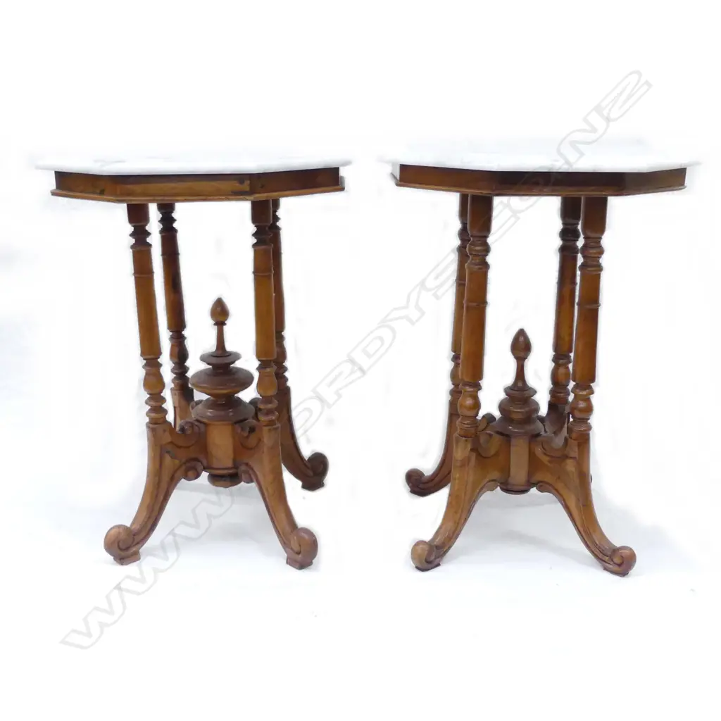 A pair of Victorian style marble top side tables Image 1++
