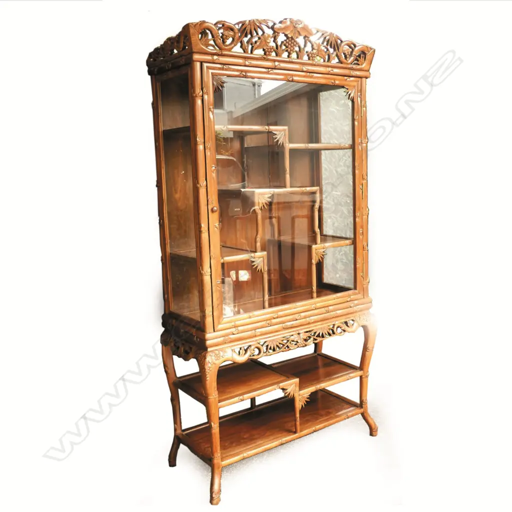 A vintage Chinese rosewood glazed display cabinet Image 1++