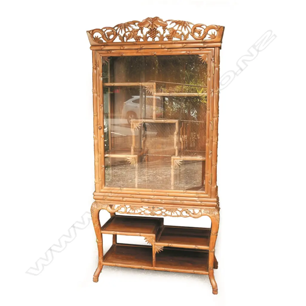 A vintage Chinese rosewood glazed display cabinet Image 1++