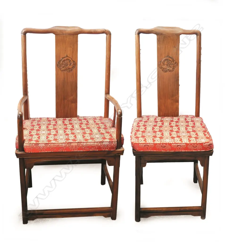 A vintage Chinese rosewood dining table and eight chairs Image 1++