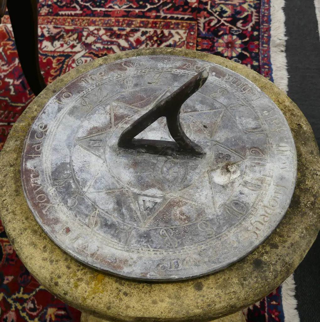 A classical brass Southern hemisphere sundial on Haddonstone column Image 1++