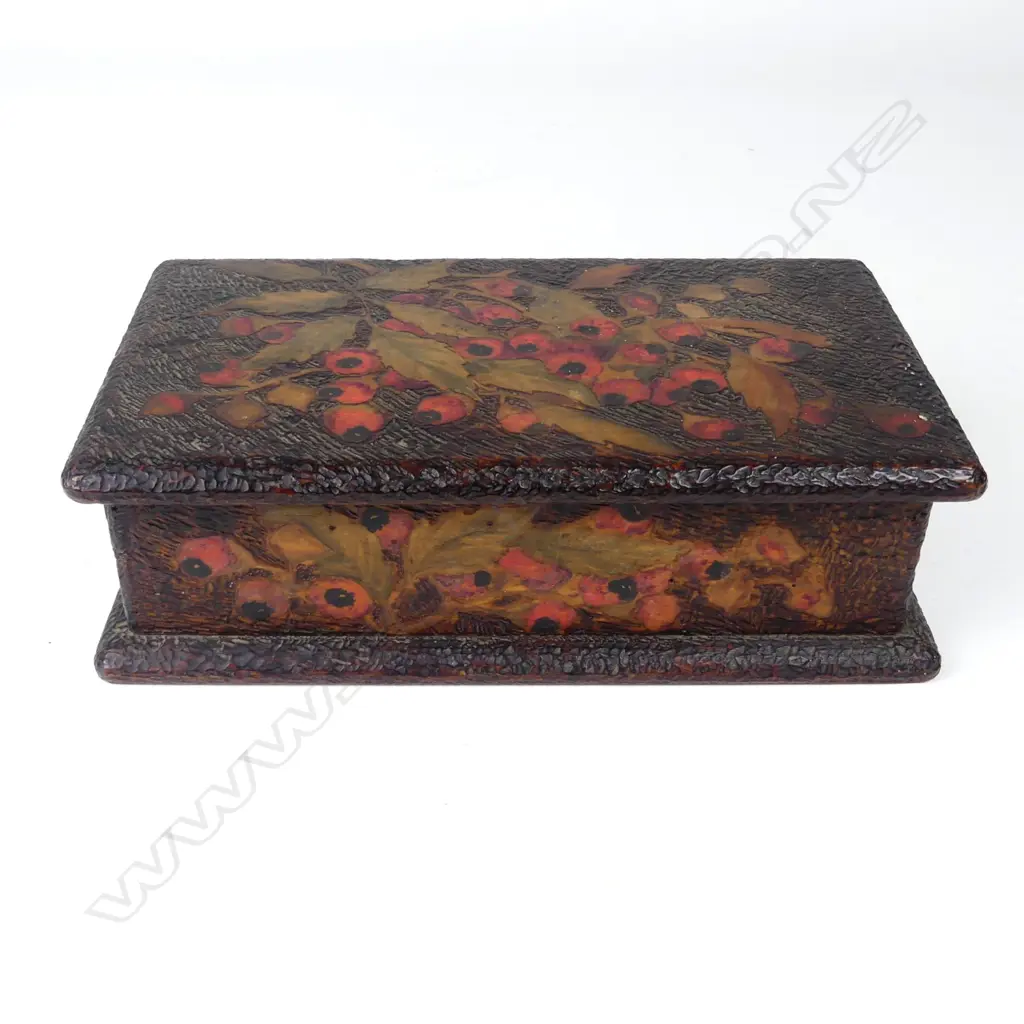 A kauri pokerwork trinket box Image 1++