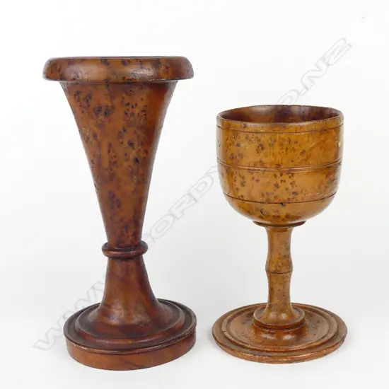 Two early 20thC burr totara turned items