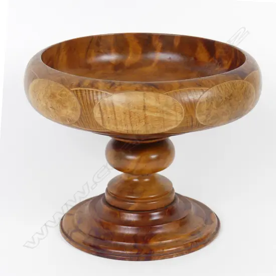A turned figured kauri comport