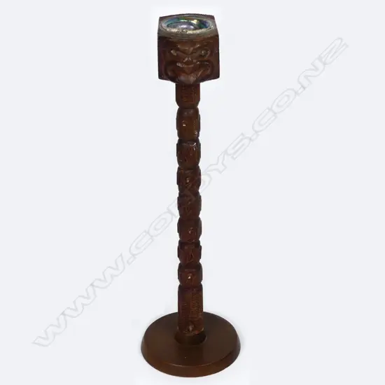 A Maori folk art carved smoker's stand