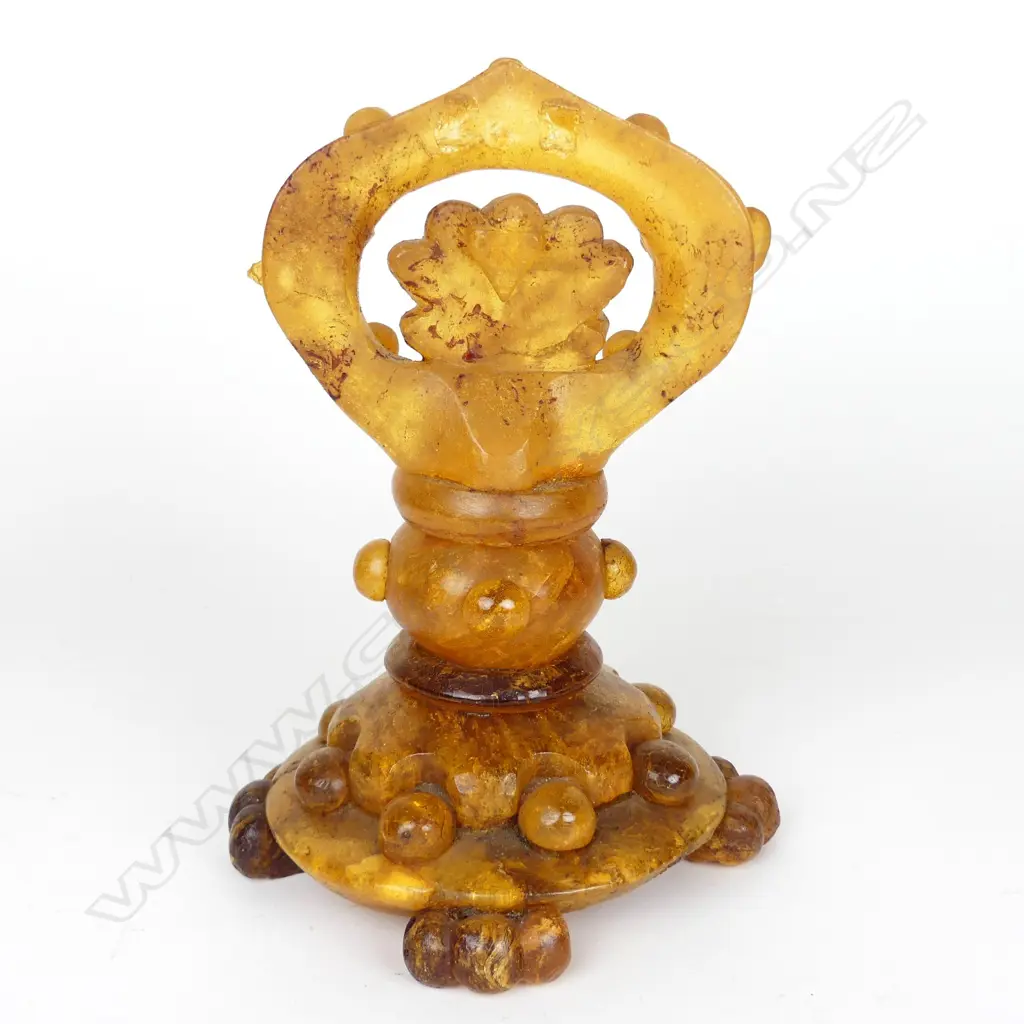 A unique kauri gum constructed watch and chain display stand Image 1++