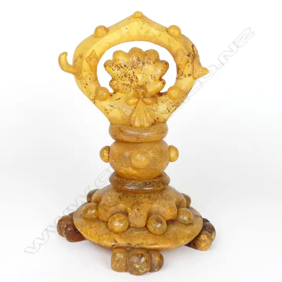 A unique kauri gum constructed watch and chain display stand