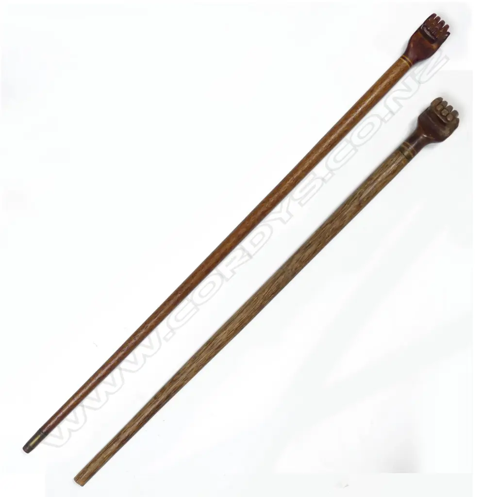 Two Pitcairn Island clasped hand walking sticks Image 1++
