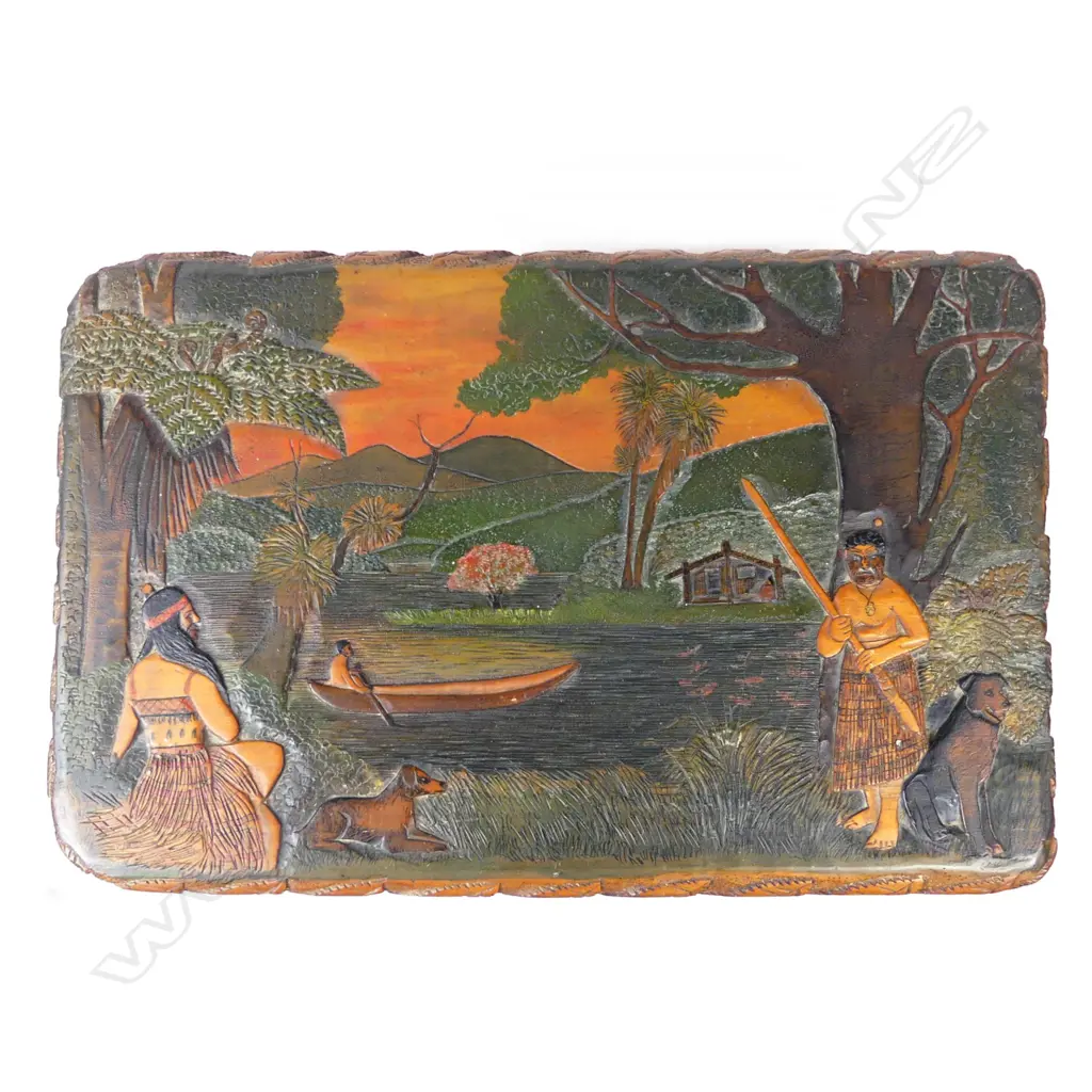 A Jane Brenkley carved Maori folk art design pedestal side table Image 1++