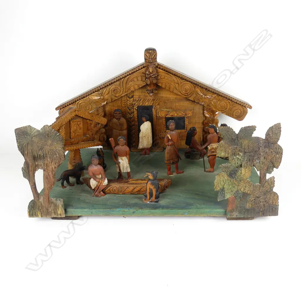A rare Jane Brenkley diorama of a Maori marae Image 1++