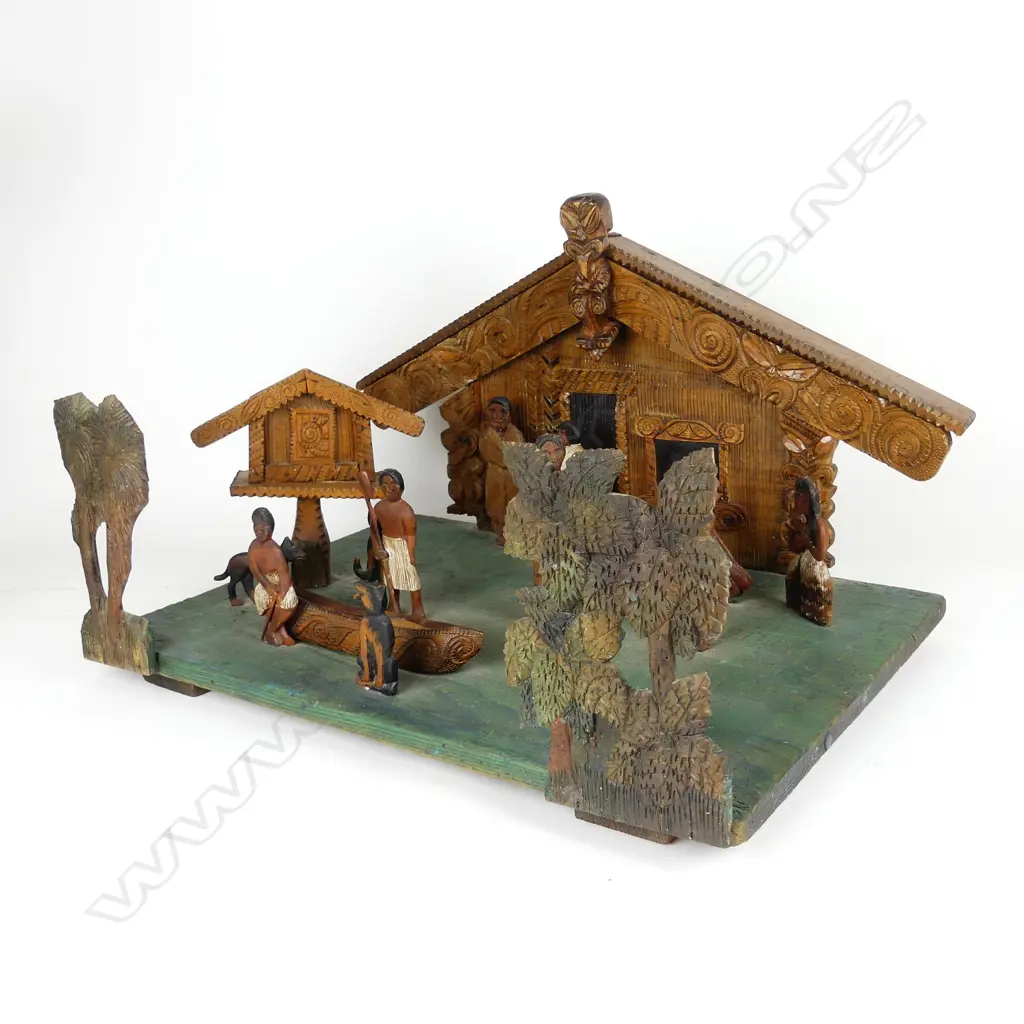 A rare Jane Brenkley diorama of a Maori marae Image 1++