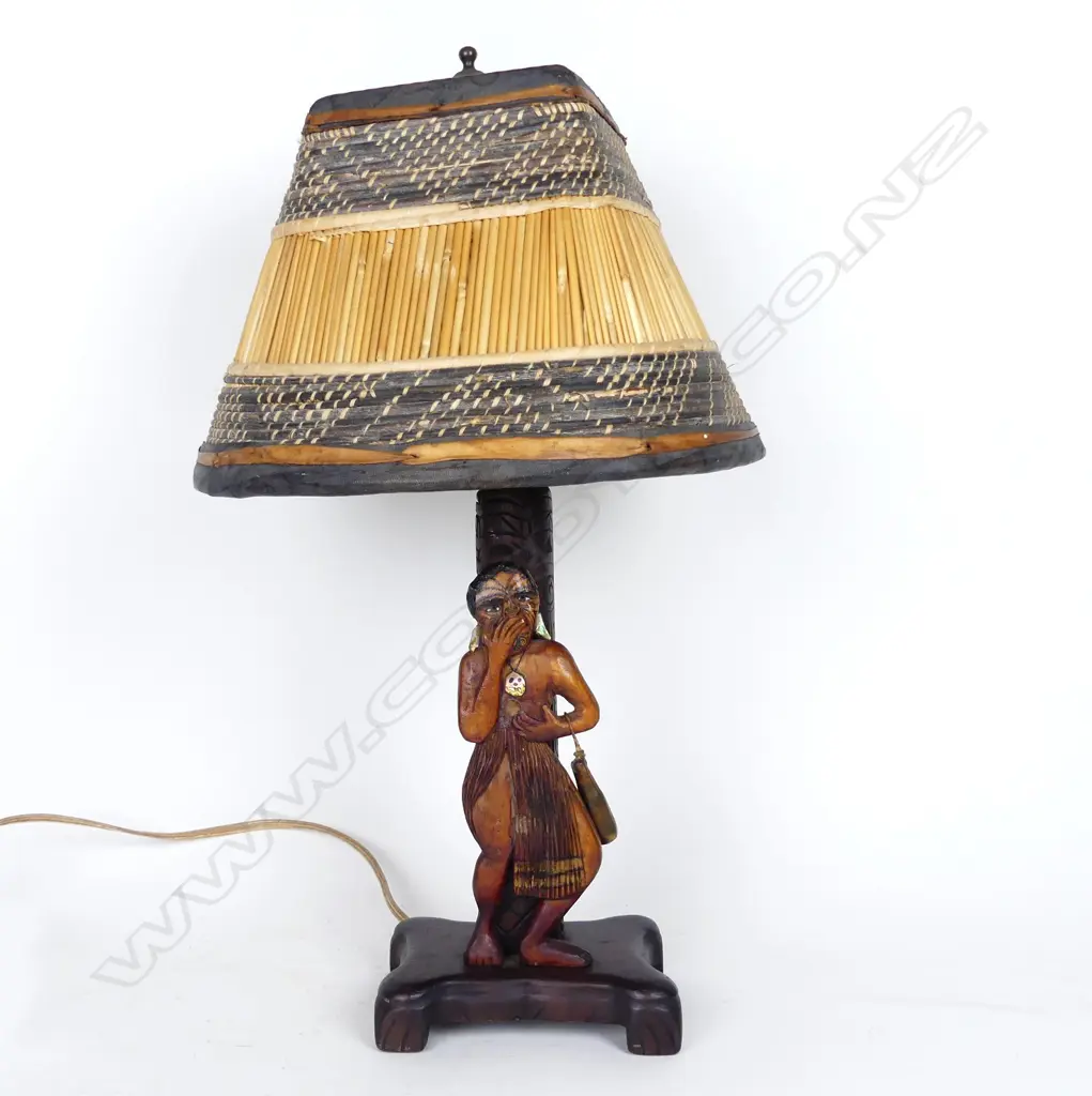 A Jane Brenkley Maori figure-based table lamp Image 1++