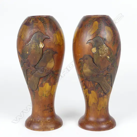 A pair of Jane Brenkley turned vases