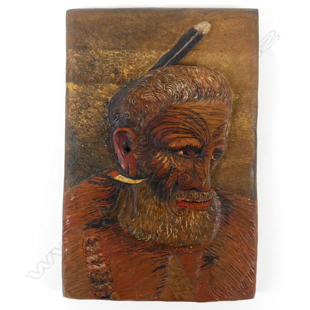 A Jane Brenkley panel portrait of a Maori chief Image 1++