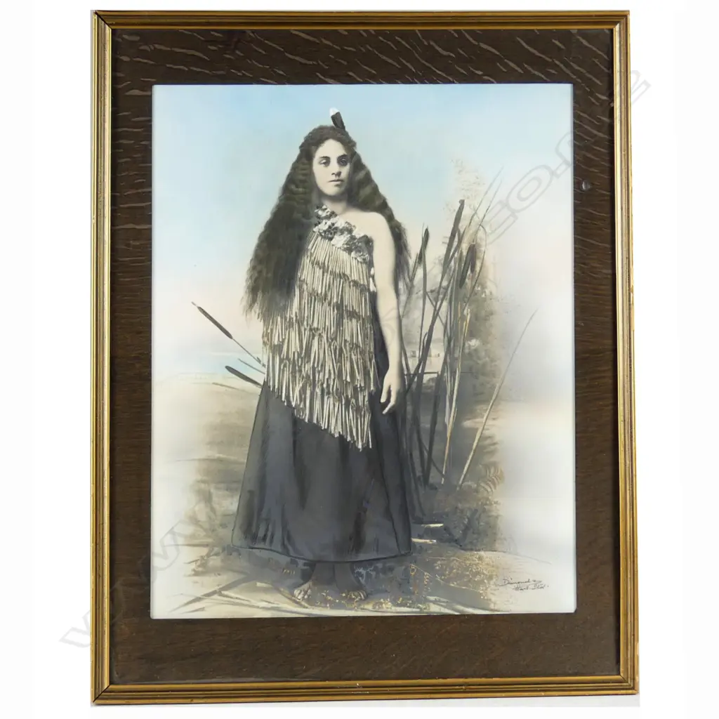A hand coloured photograph of a Maori woman Image 1++