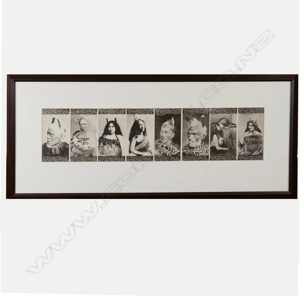 A set of eight Maori portrait carbonette photograph postcards Image 1++
