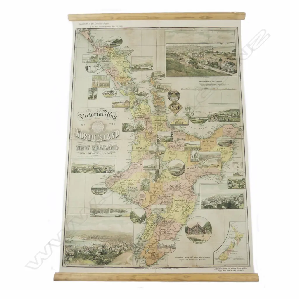 A reproduction 'Pictorial Map of the North Island of New Zealand' Image 1++
