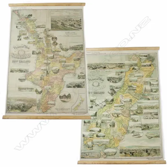 A reproduction 'Pictorial Map of the North Island of New Zealand'
