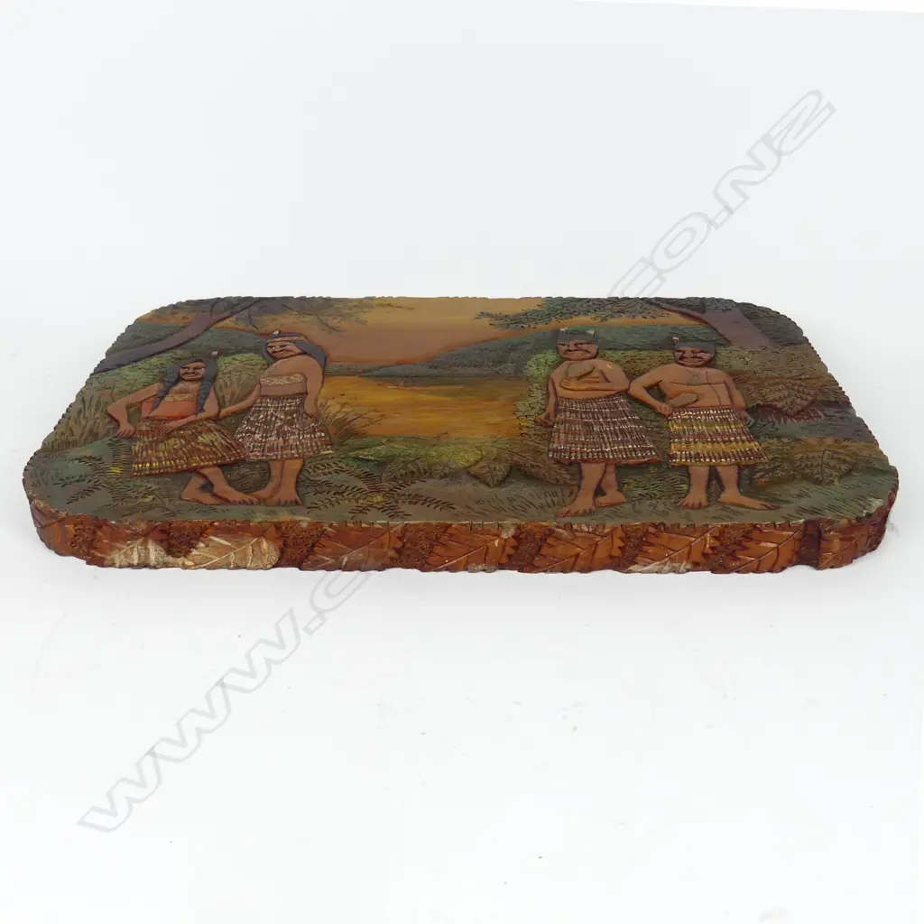 A Jane Brenkley carved and painted Maori themed table top/wall plaque Image 1++