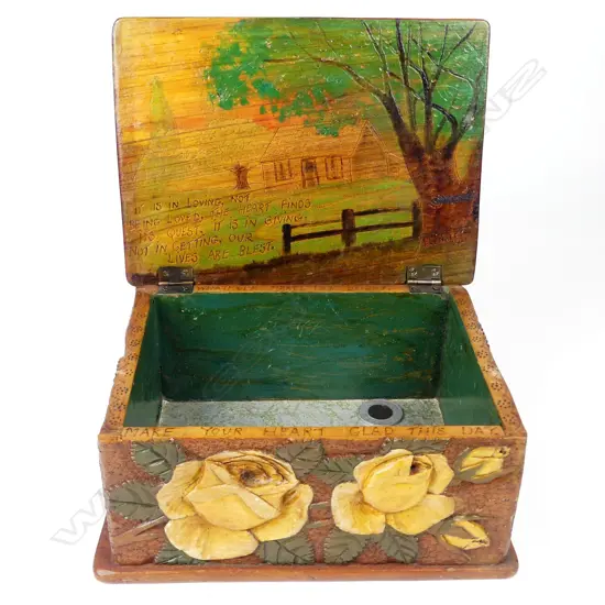 A Jane Brenkley carved wood 'Friendship' box