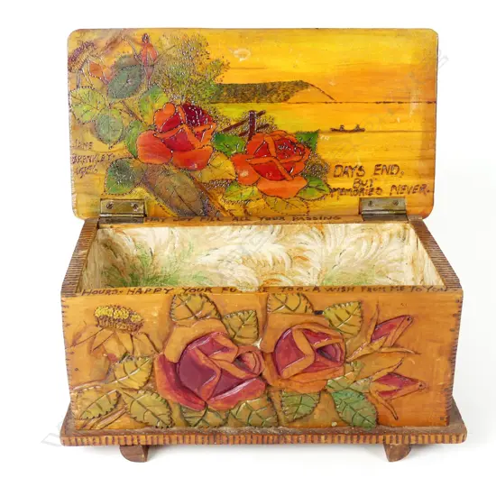 A Jane Brenkley carved wood 'Friendship' box