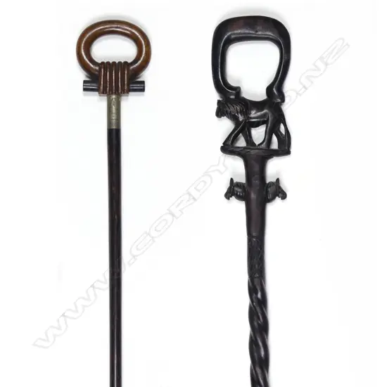 Two early 20thC decorative walking sticks