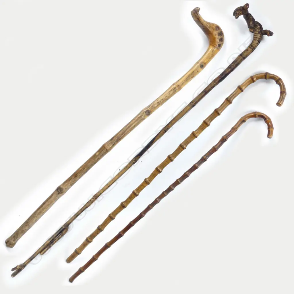 Four vintage bamboo walking stick Image 1++