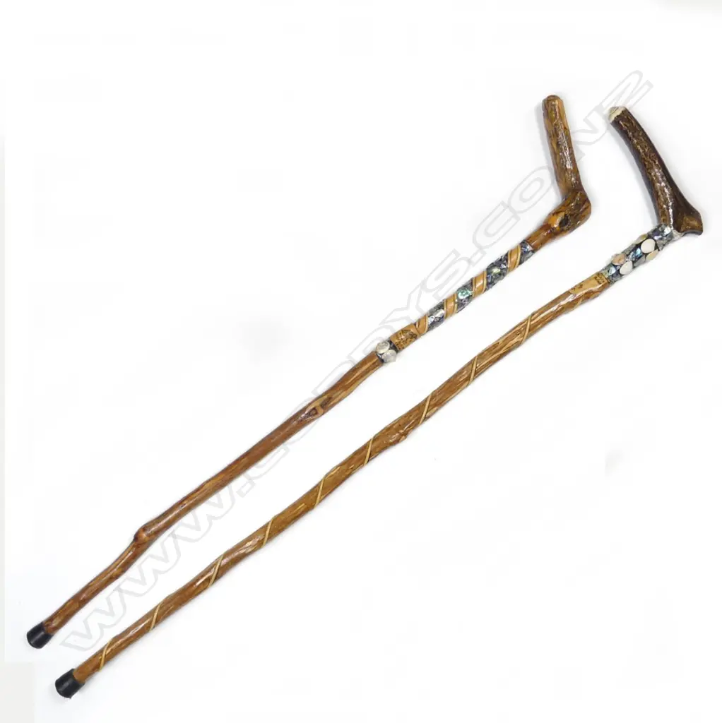 Two 'Chatham Islands' wooden walking sticks Image 1++