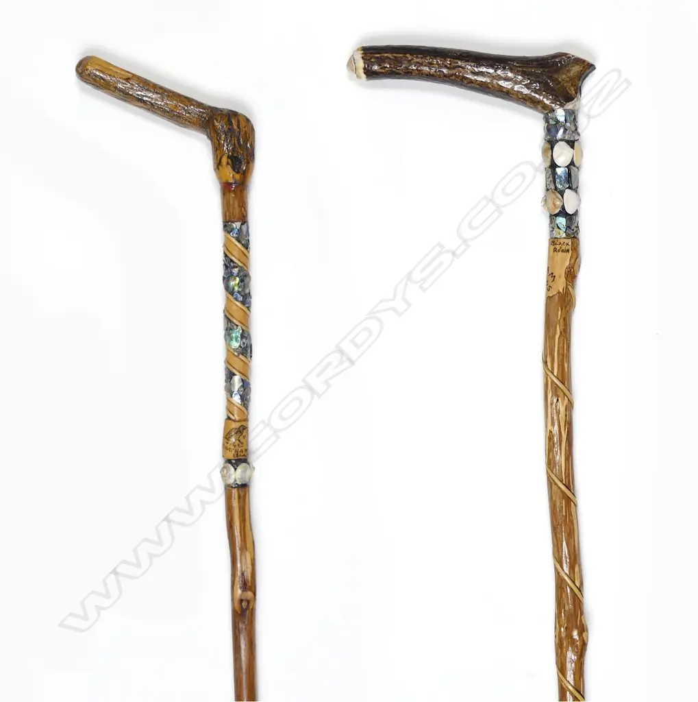 Two 'Chatham Islands' wooden walking sticks Image 1++