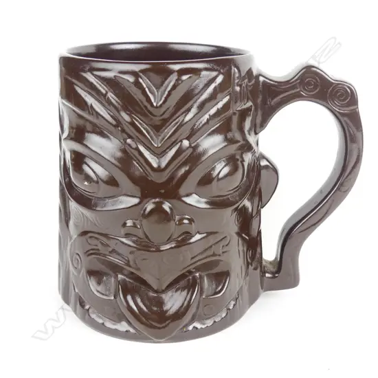 A Maori patterned mug produced at Titian Studios or Crown Lynn