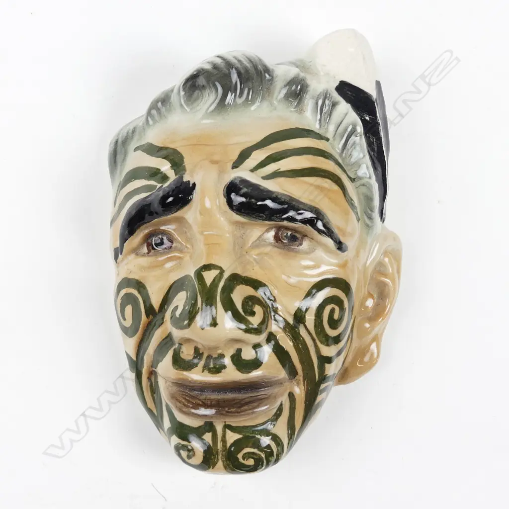 A Titian style pottery Maori portrait wall mask Image 1++