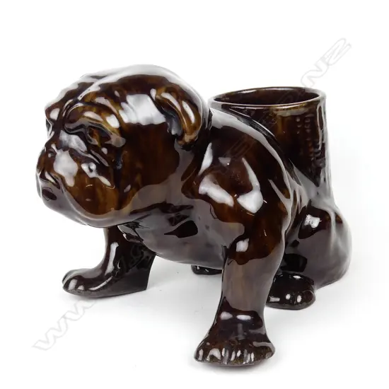 An uncommon Temuka Pottery bulldog sculptural vase