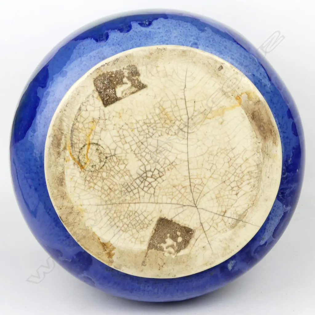 An early Crown Lynn (Ambrico) large blue glazed vase Image 1++