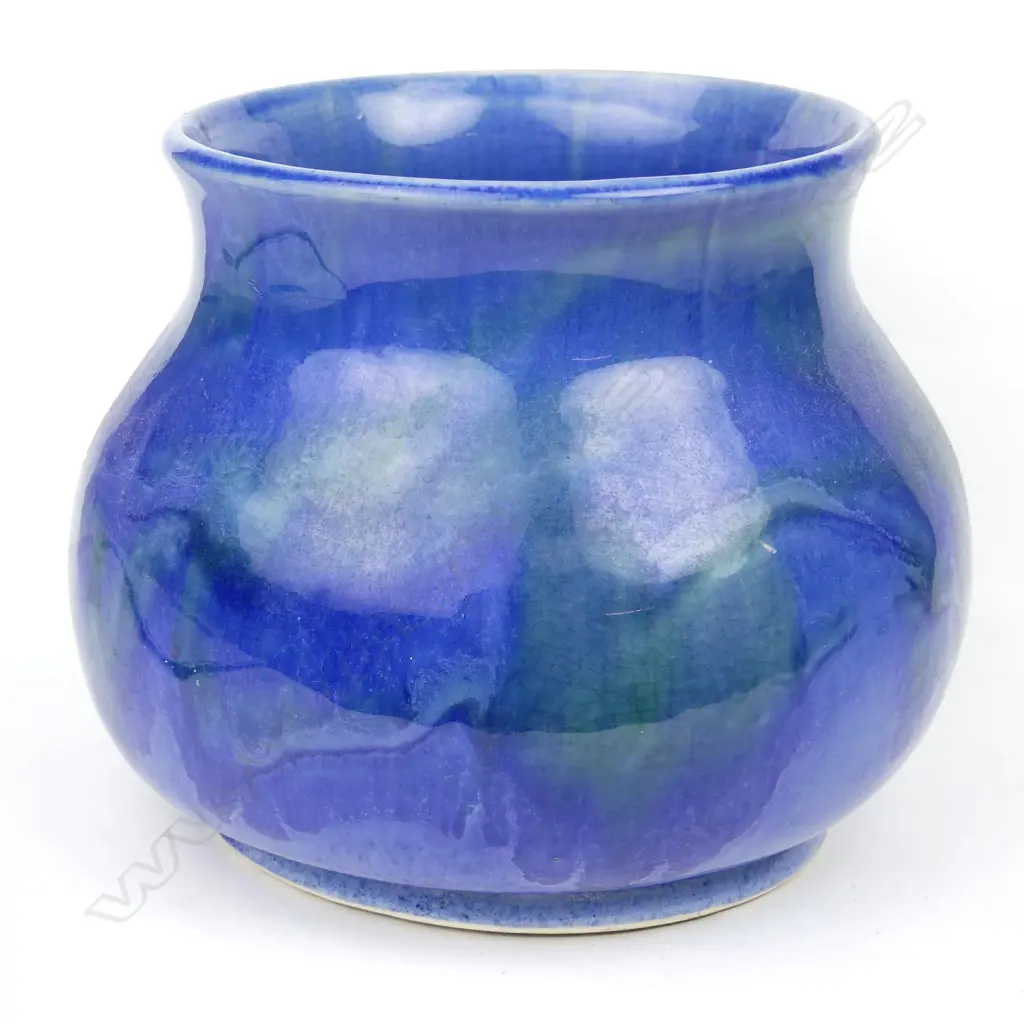 An early Crown Lynn (Ambrico) large blue glazed vase Image 1++