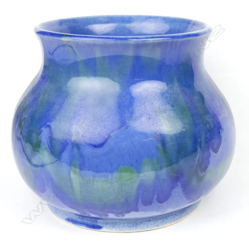 An early Crown Lynn (Ambrico) large blue glazed vase Image 1++