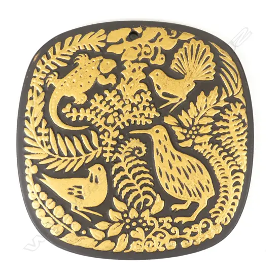 A Crown Lynn 'Native Flora and Fauna' teapot stand