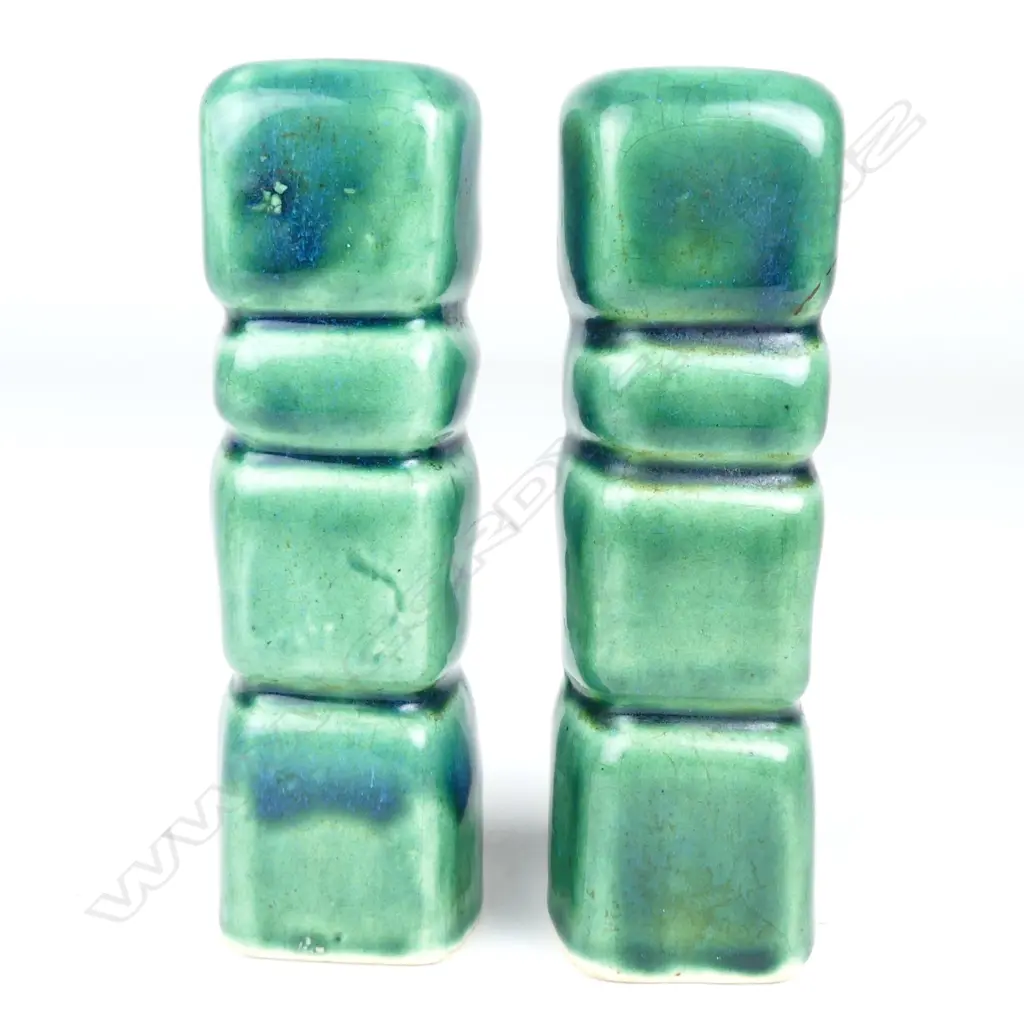 Crown Lynn small tiki box and pair Maori figured salt and pepper shakers Image 1++